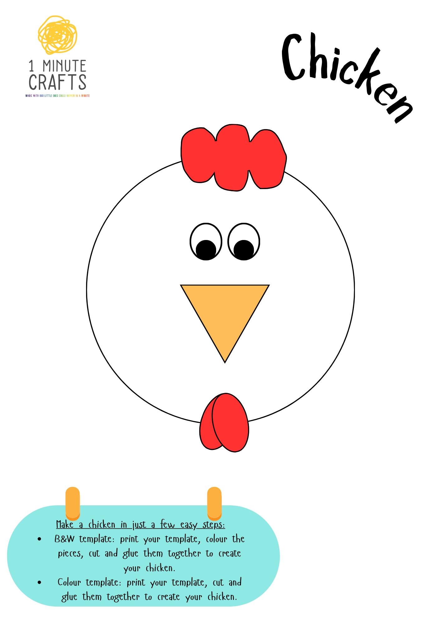 Chicken Craft Template Cut And Paste Activity digital Download Etsy