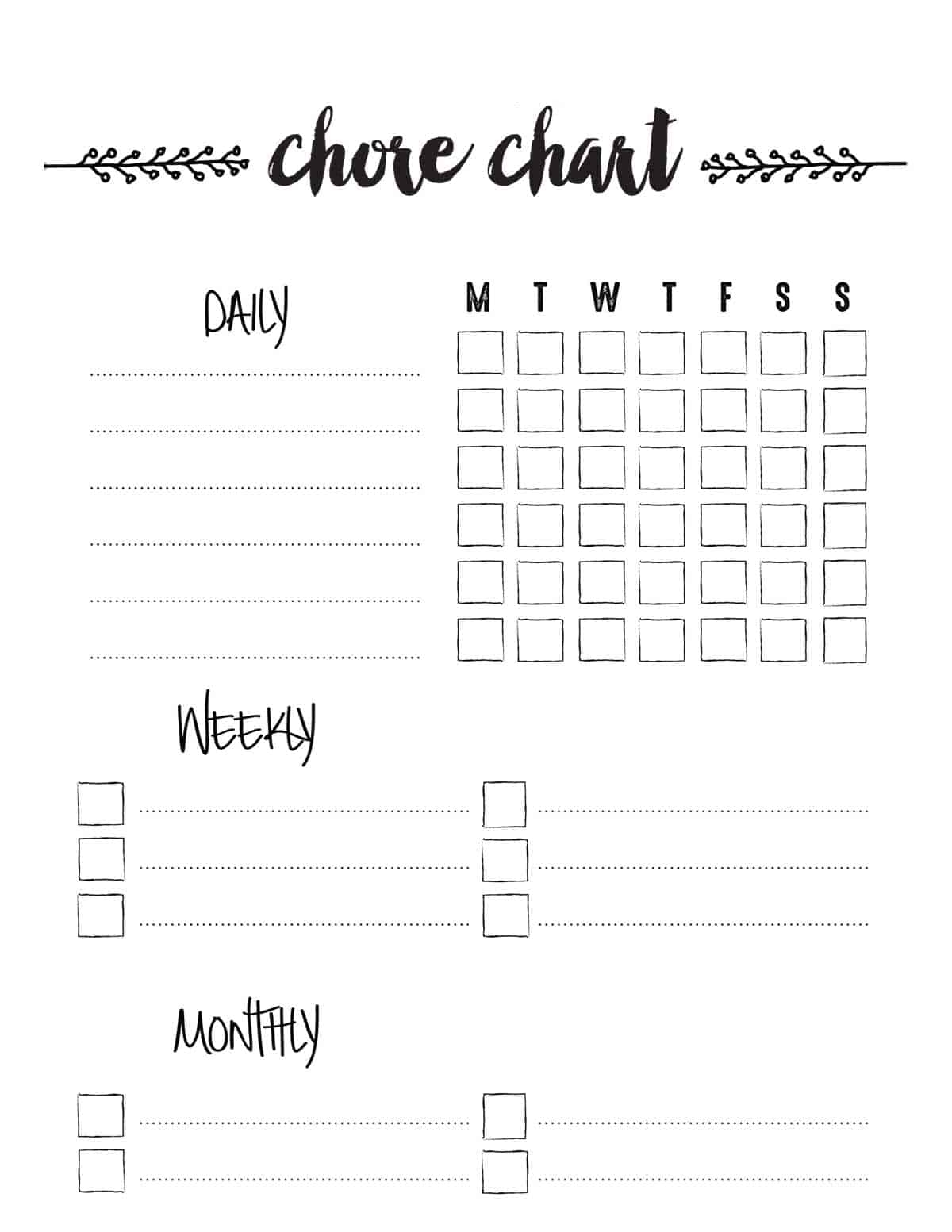 chore charts free printable