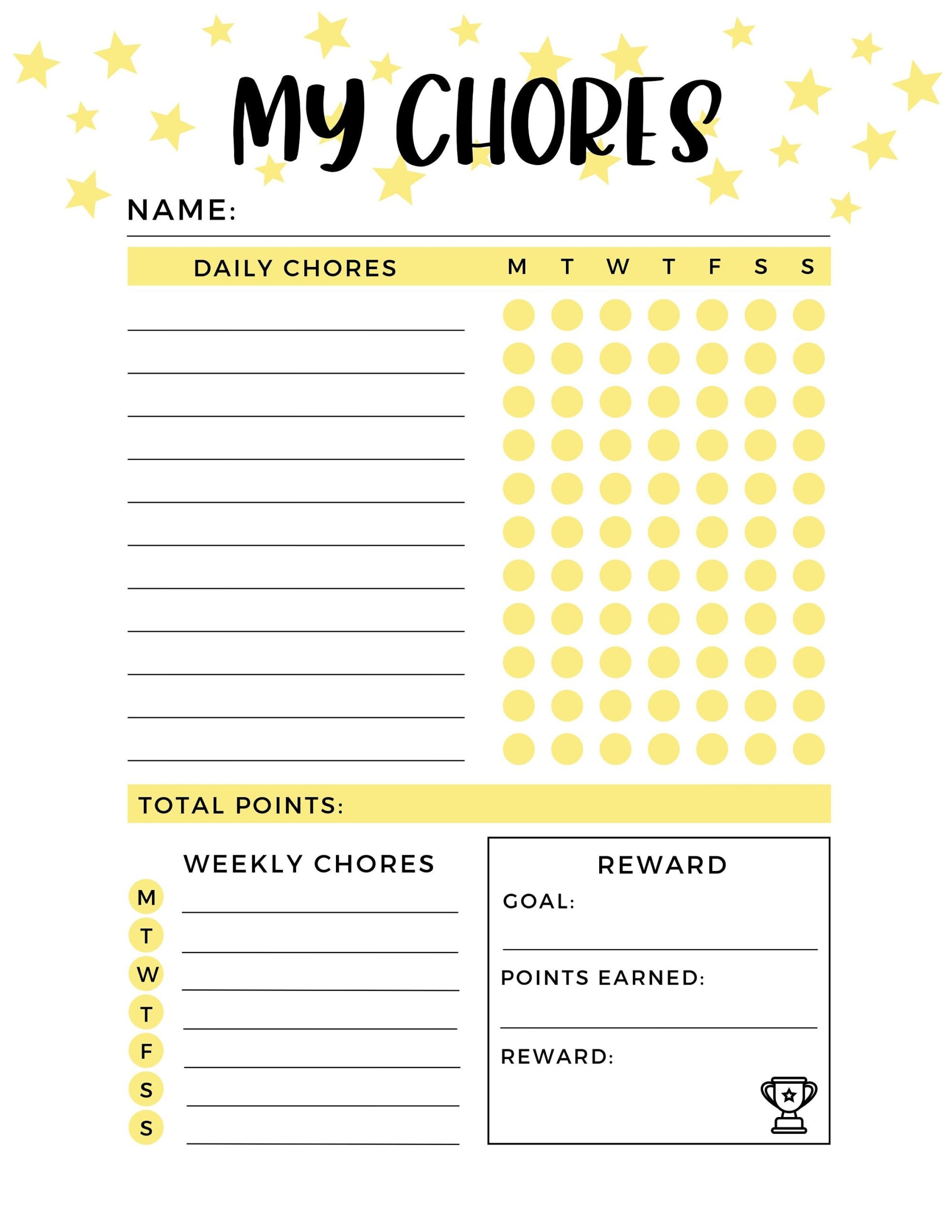 children's chore chart printable