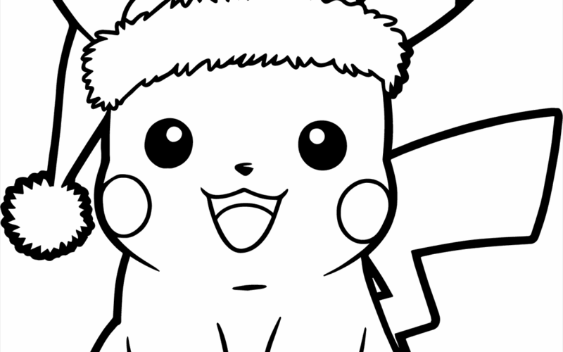 Christmas Pikachu Coloring Page Easy Drawing Guides