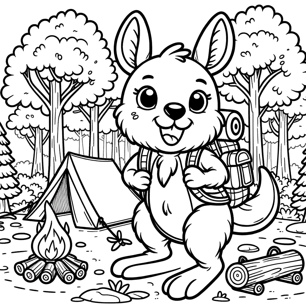 Coloring Page Kangaroo Campout Free Printable Color Page For Kids