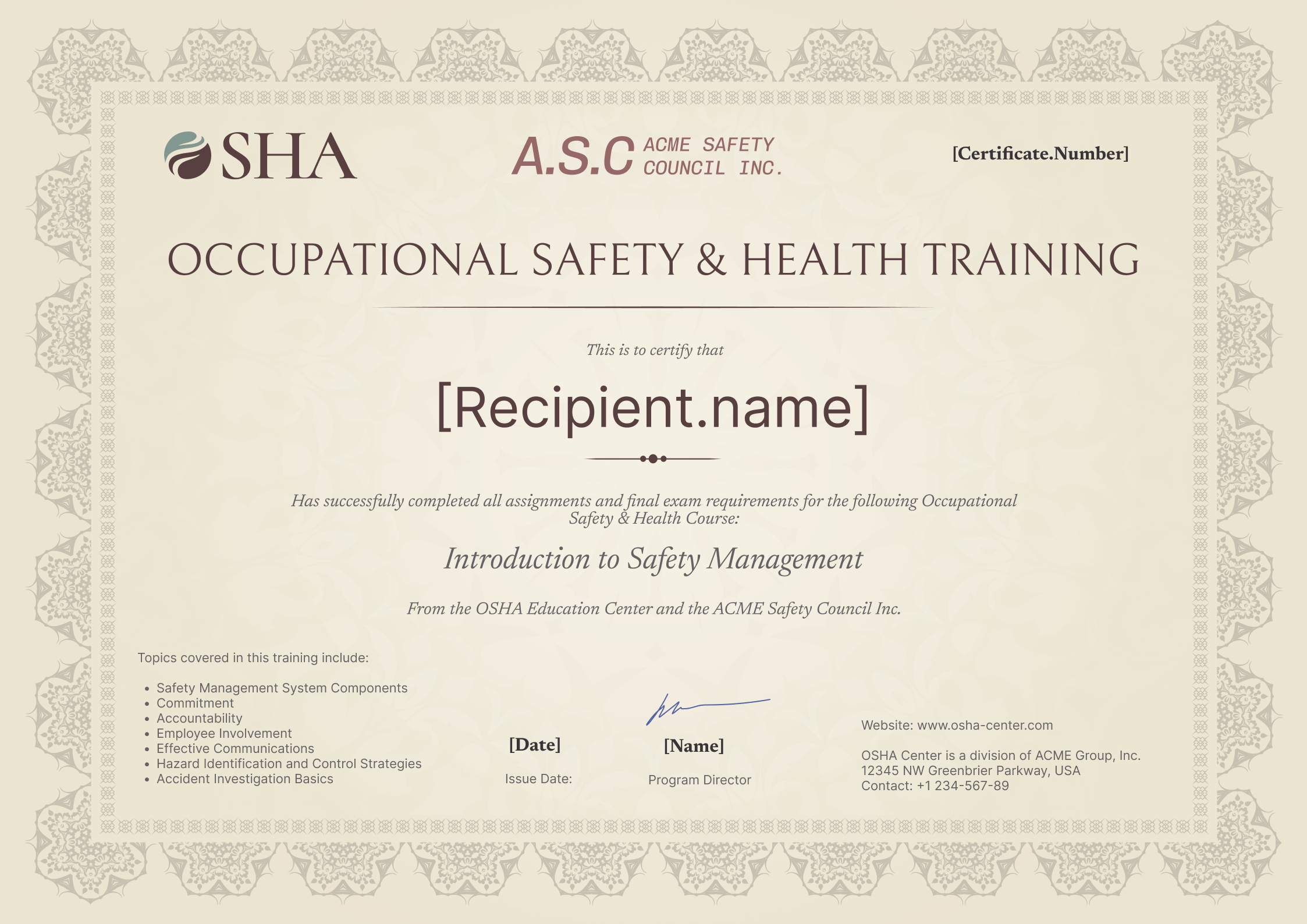Concise And Professional OSHA 30 Certificate Template Concise And Professional OSHA 30 Certificate Template