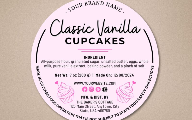 Cottage Food Label Cottage Baking Label Printable Food Label Home Baked Goods Label Home Bakery Stickers Ingredient Label Template Etsy