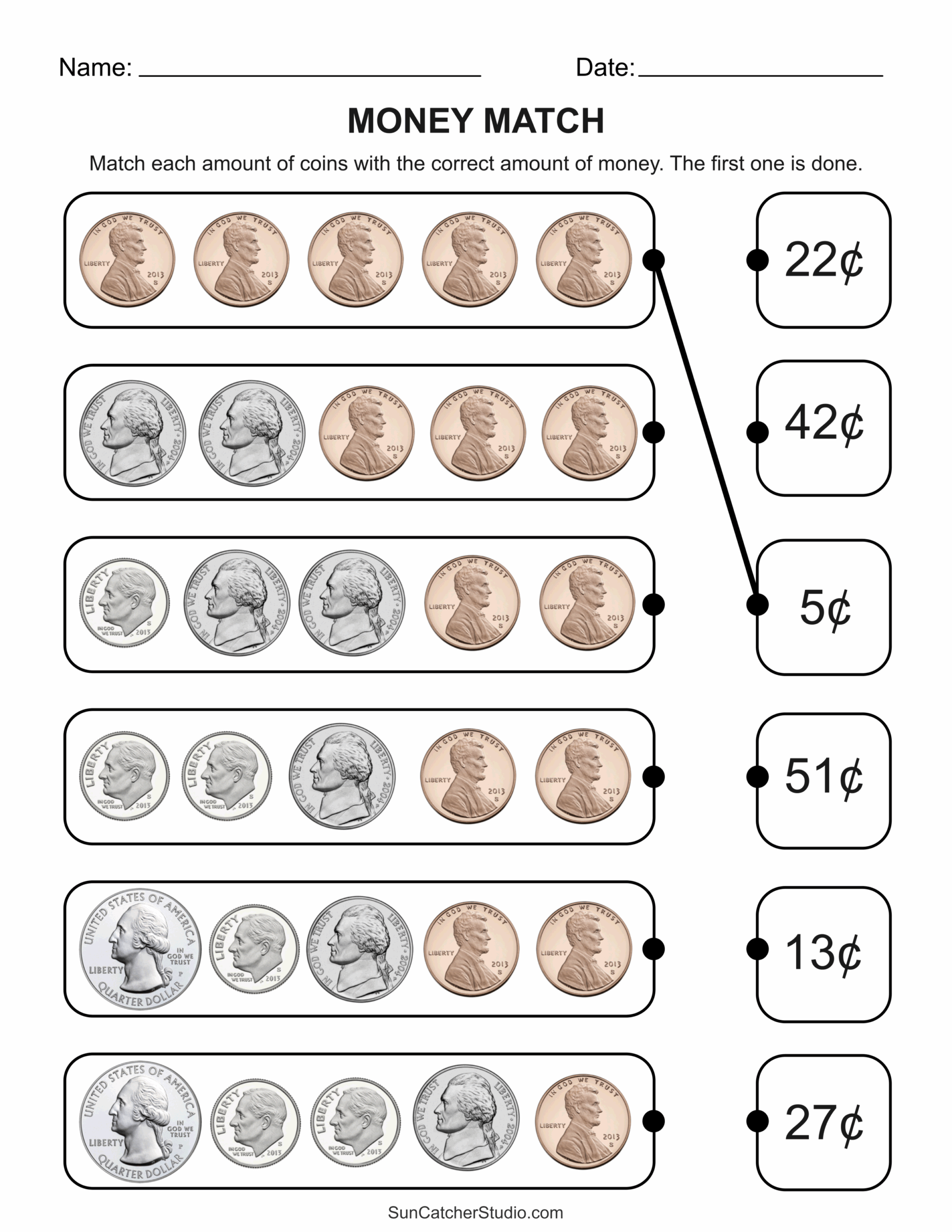 money math sheets printable