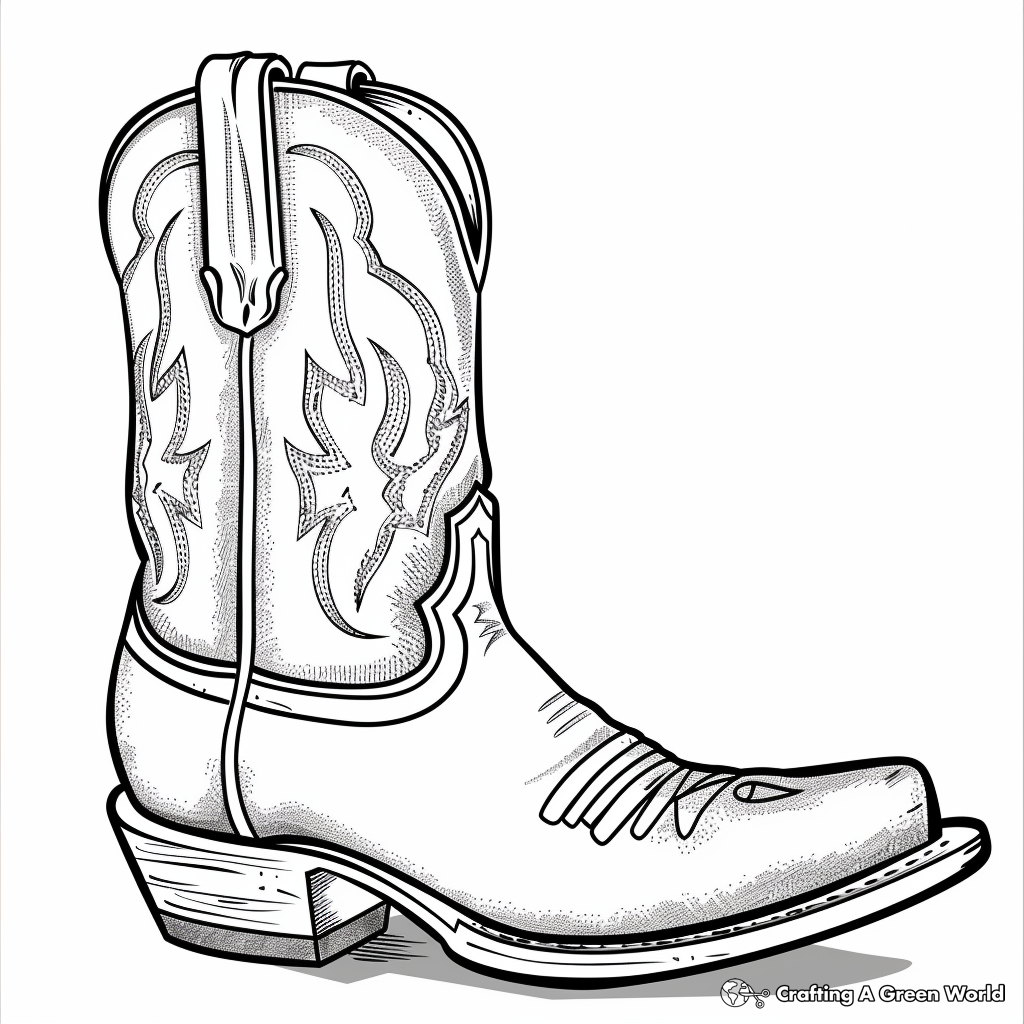 Cowboy Boot Coloring Pages Free Printable 