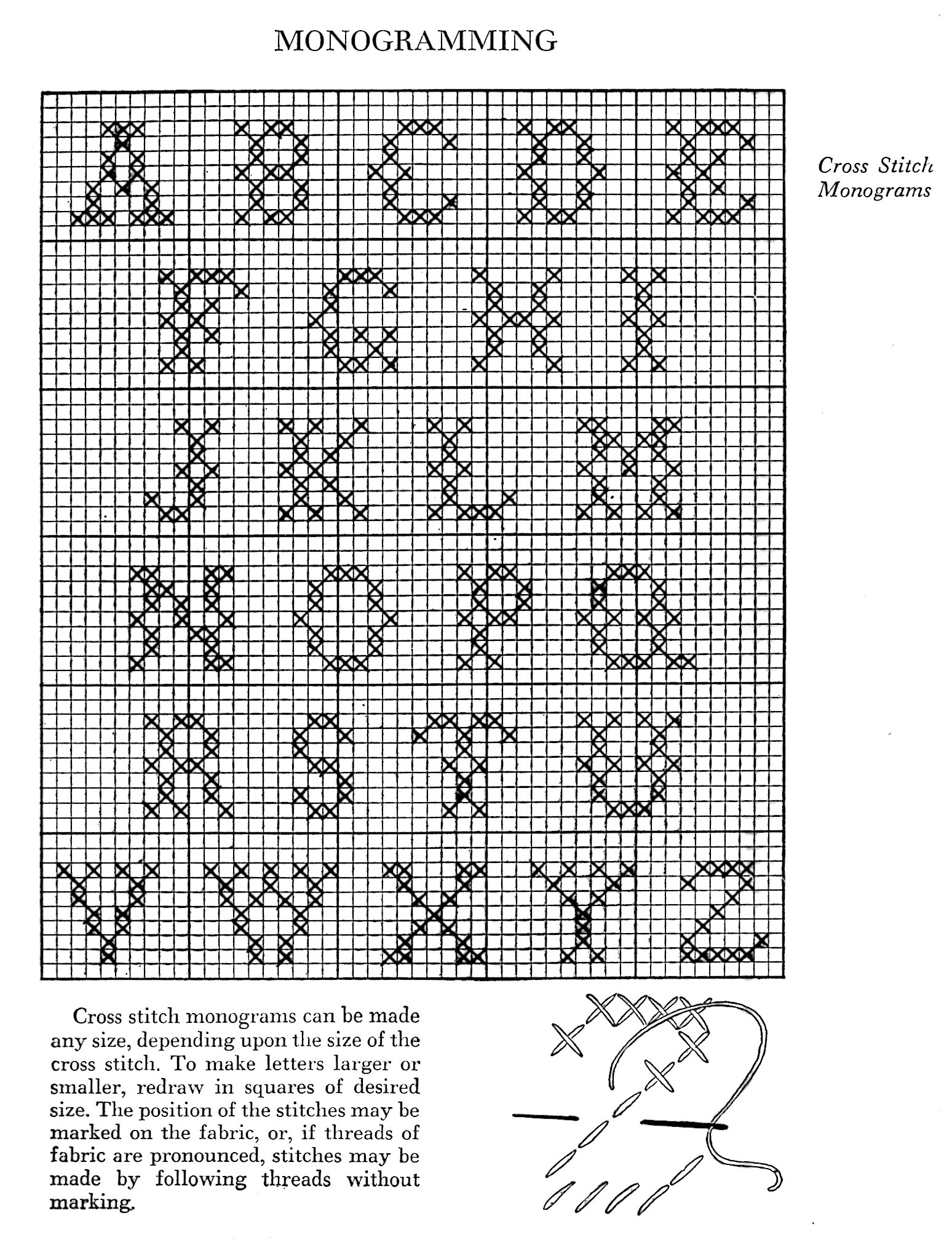 Cross Stitch Alphabet Chart For Monograms Vintage Crafts And More