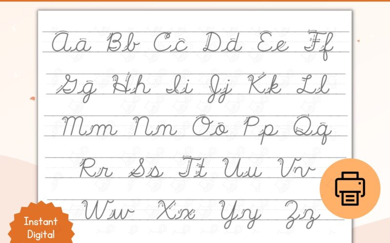 Cursive Alphabet Tracing Worksheet Printable Cursive Alphabet Tracing Worksheet Learn Cursive Handwriting Practice Cursive Alphabet Etsy