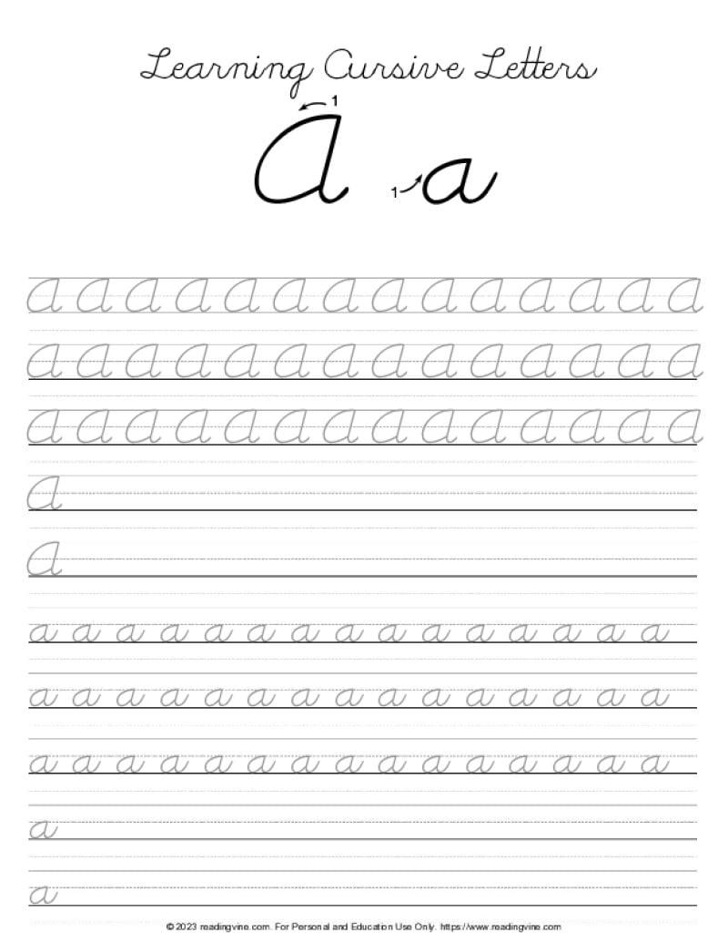 printable cursive writing sheets