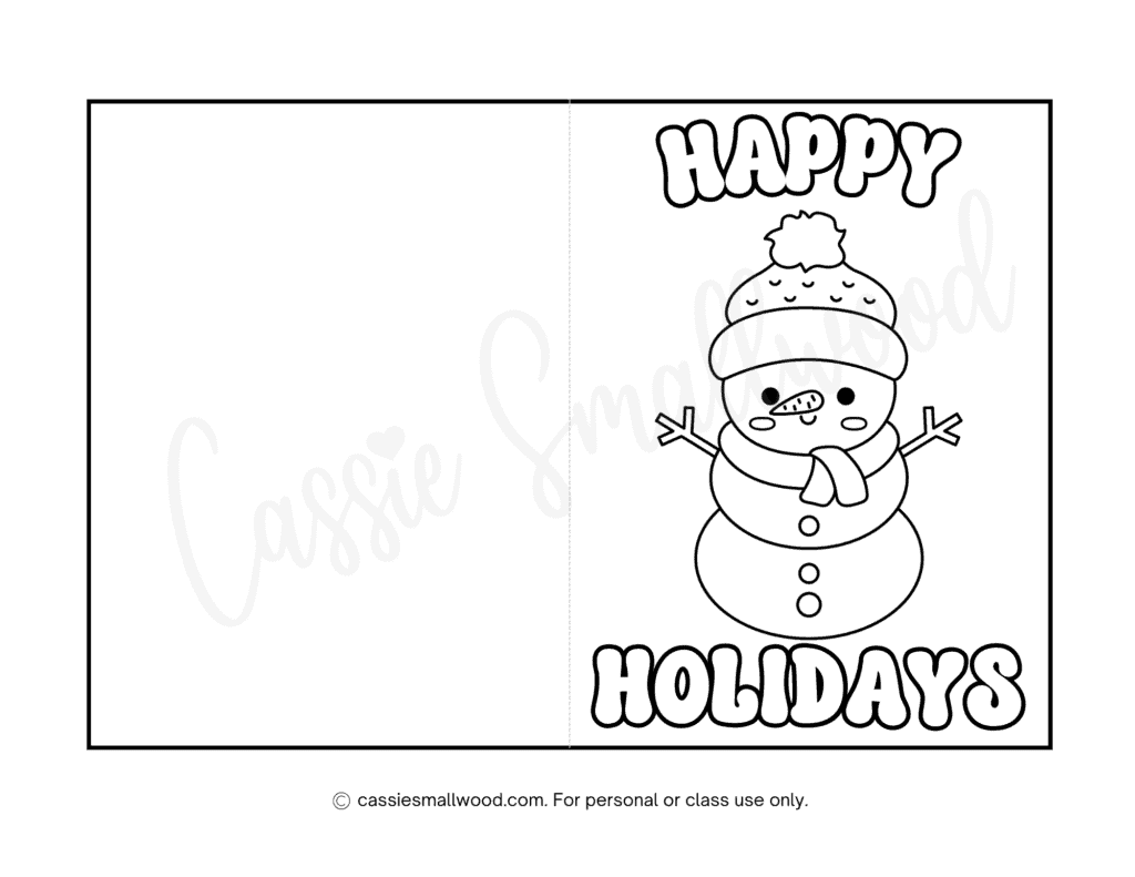 CUTE Christmas Cards To Color Cassie Smallwood