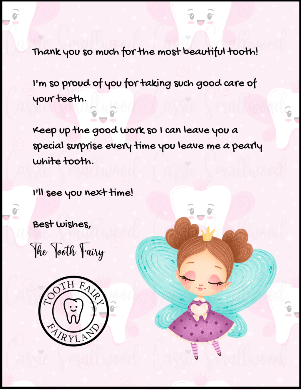 free printable tooth fairy letter