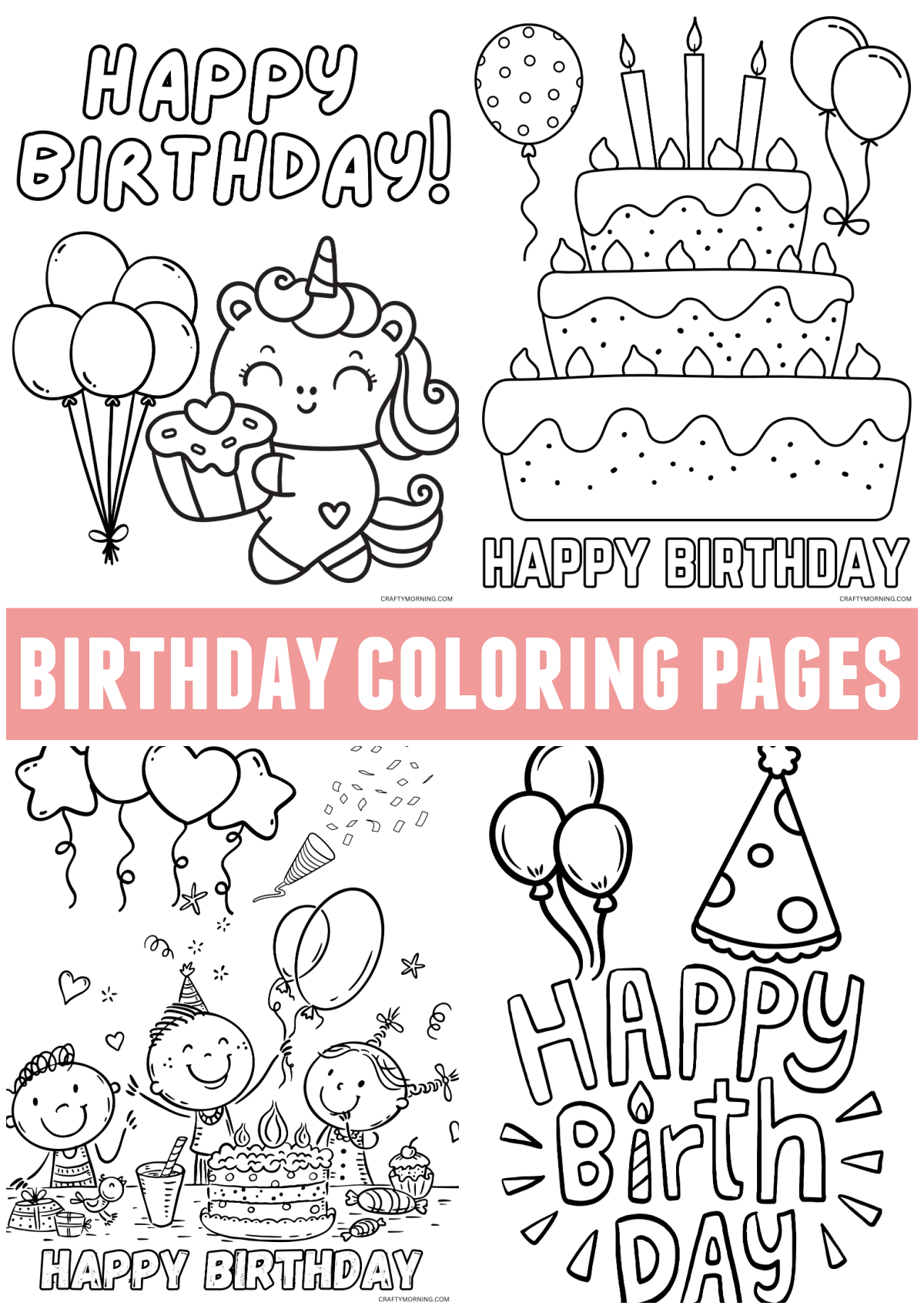 Cute Happy Birthday Coloring Pages Crafty Morning