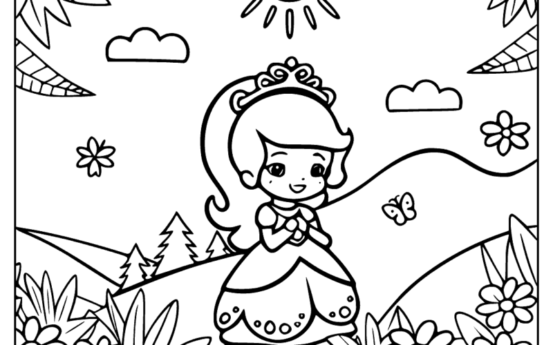 Cute Princess Coloring Pages Sketch Repo