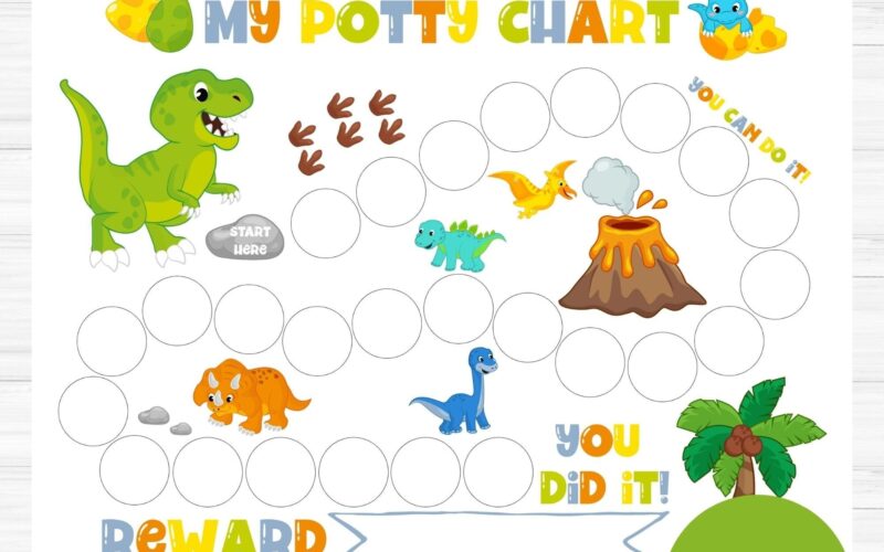 Dinosaur Potty Chart Printable Potty Training Chart Boy Sticker Chart Reward Chart Toilet Training Chart Etsy