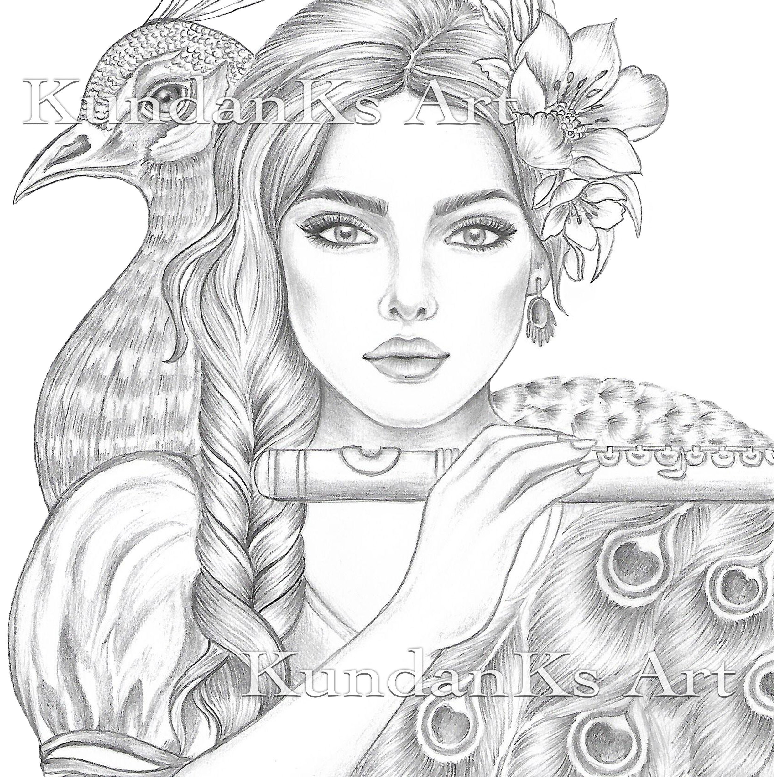 Divine Adult Coloring Pages Portrait Coloring Pages Grayscale Page premium Coloring Pages A4 A3 Printable printable Coloring Page Etsy