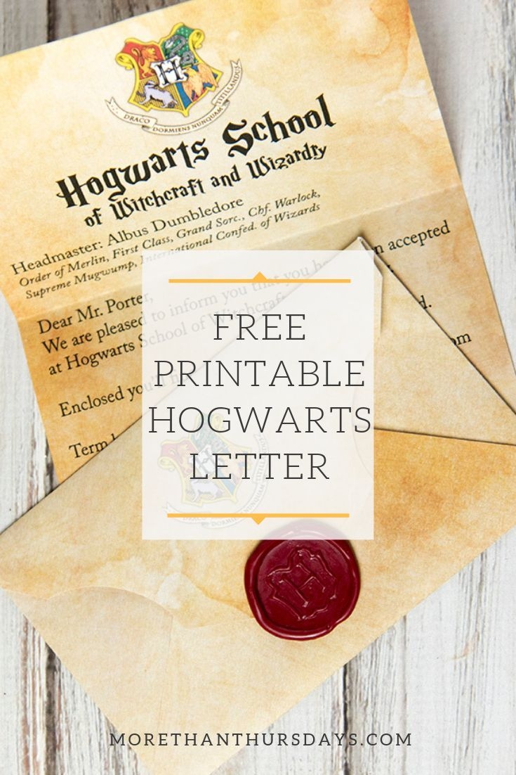 DIY Hogwarts Letter With Envelope And Hogwarts Seal More Than Thursdays