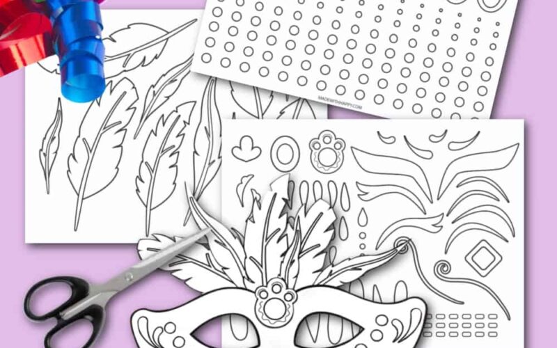 DIY Mardi Gras Mask Template Made With HAPPY
