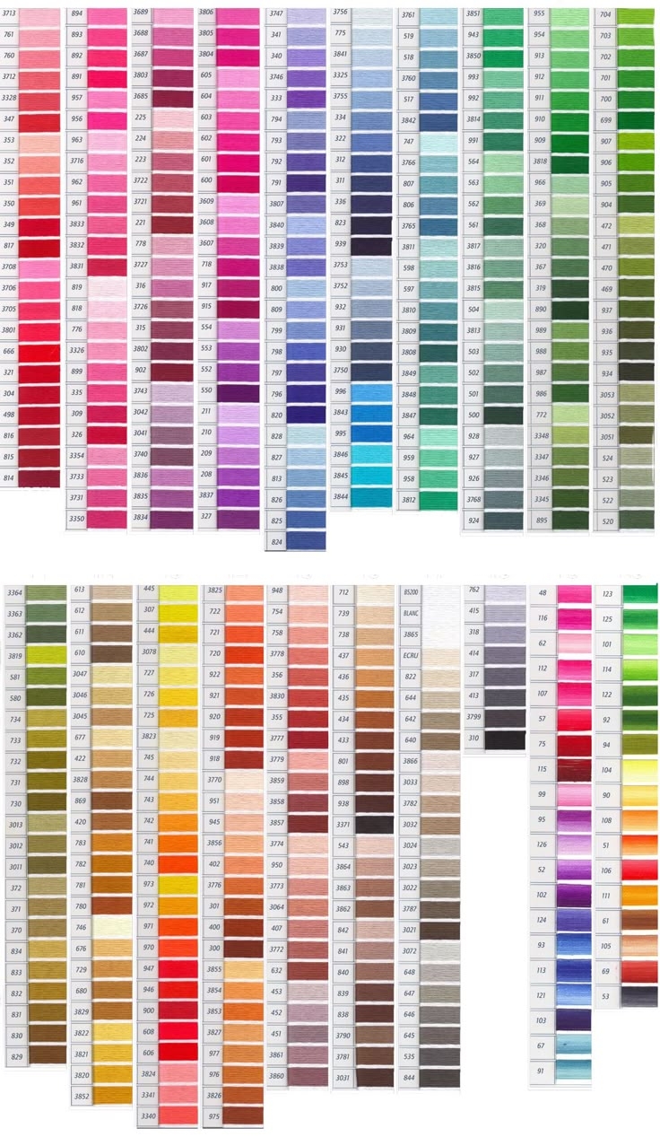 free printable dmc color chart