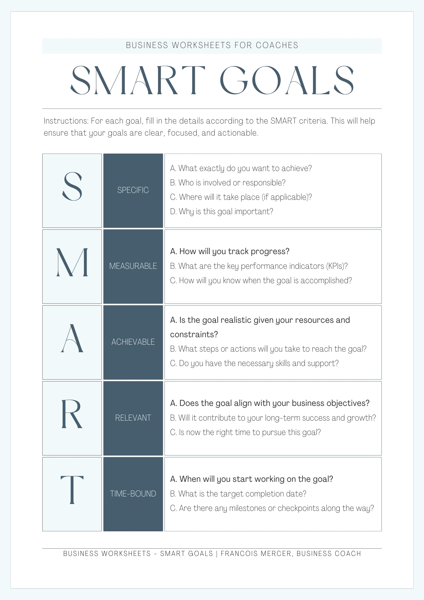 smart goal template printable