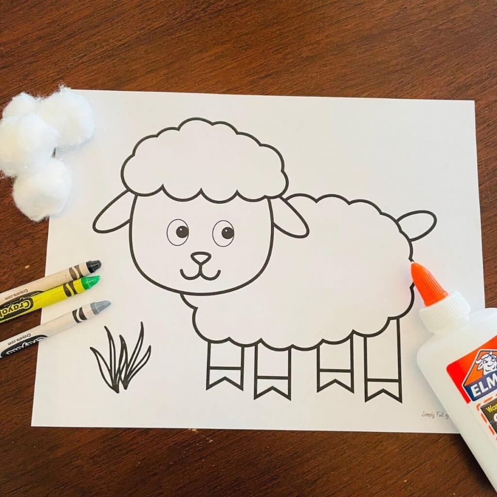 Easy Cotton Ball Sheep Craft Free Printable  Easy Cotton Ball Sheep Craft Free Printable