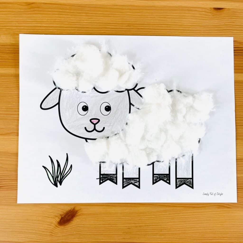 Easy Cotton Ball Sheep Craft Free Printable  Easy Cotton Ball Sheep Craft Free Printable
