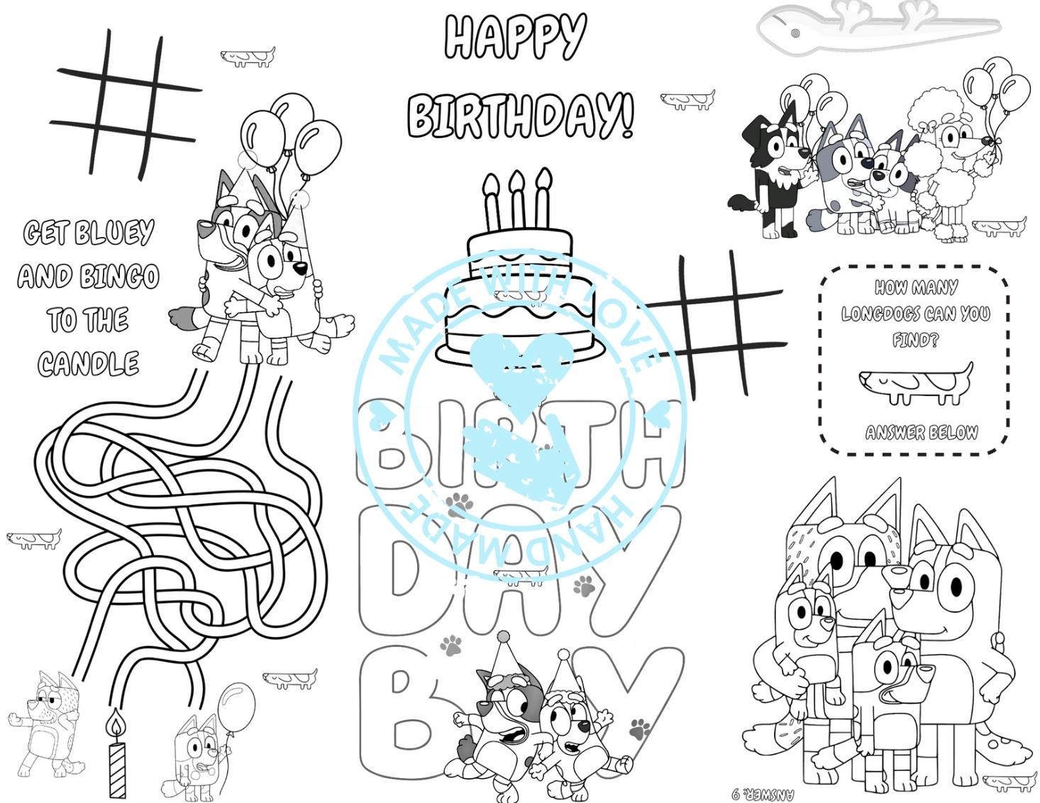 Editable Bluey Birthday Boy Coloring Page party Favors kids Birthday boy s Birthday birthday Party birthday Favors birthday Activity Page Etsy