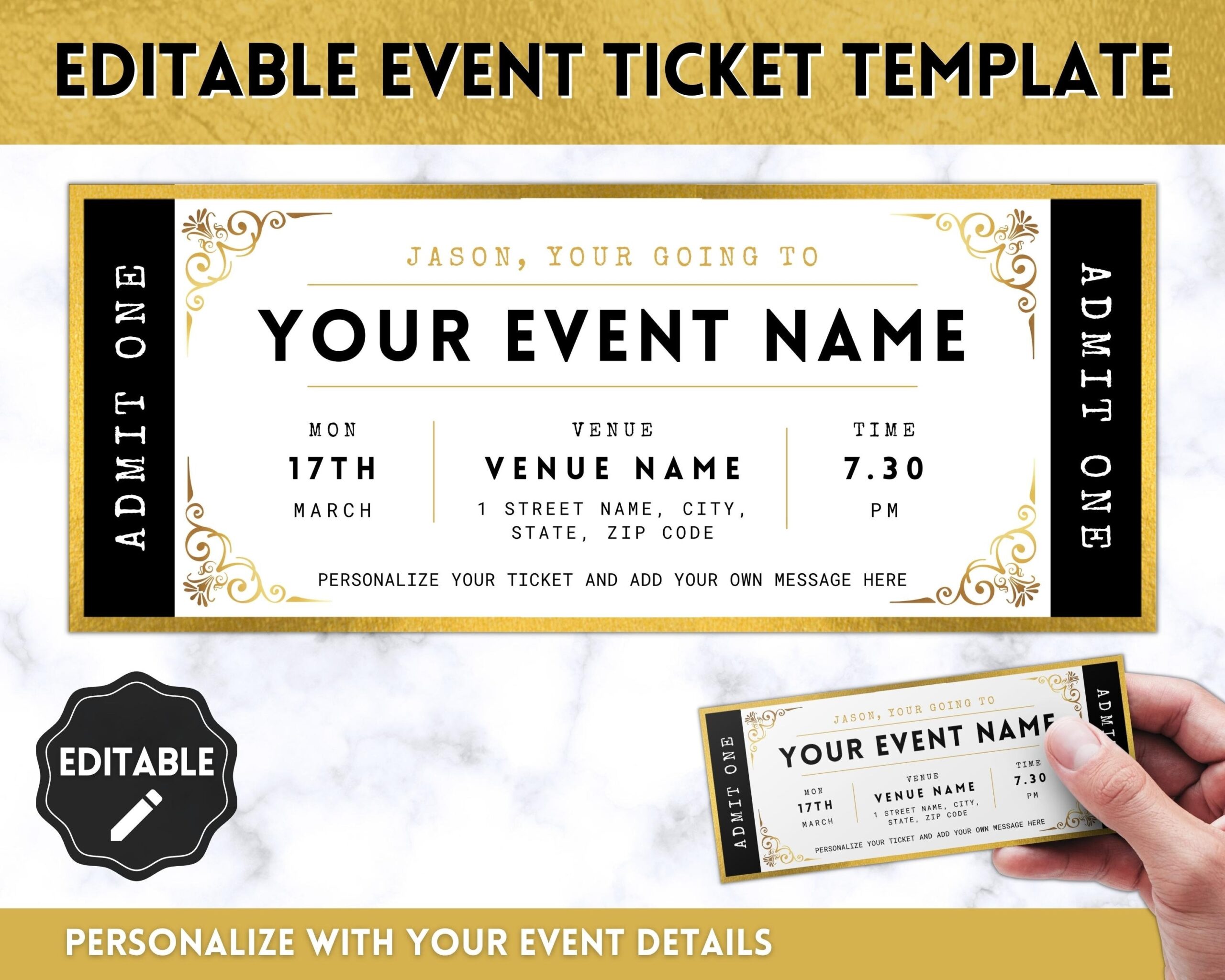 printable editable ticket template