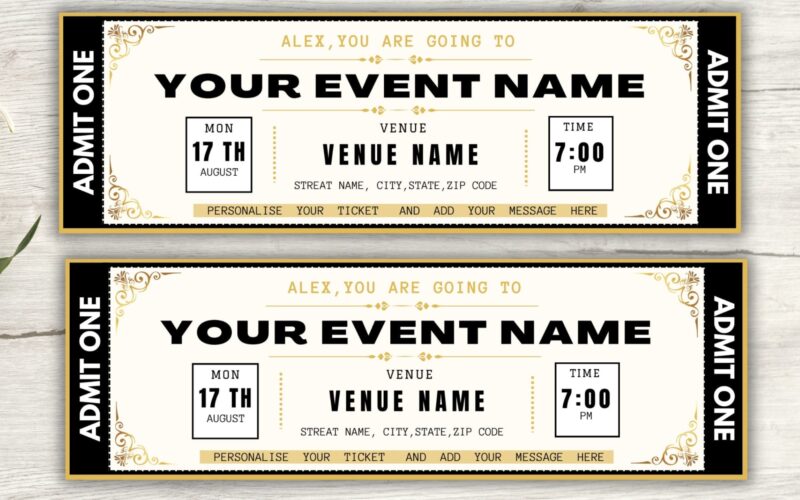 Editable Event Ticket Template Printable Ticket Gift Ticket Concert Ticket Template Surprise Ticket Invitation Ticket Instant Download Etsy