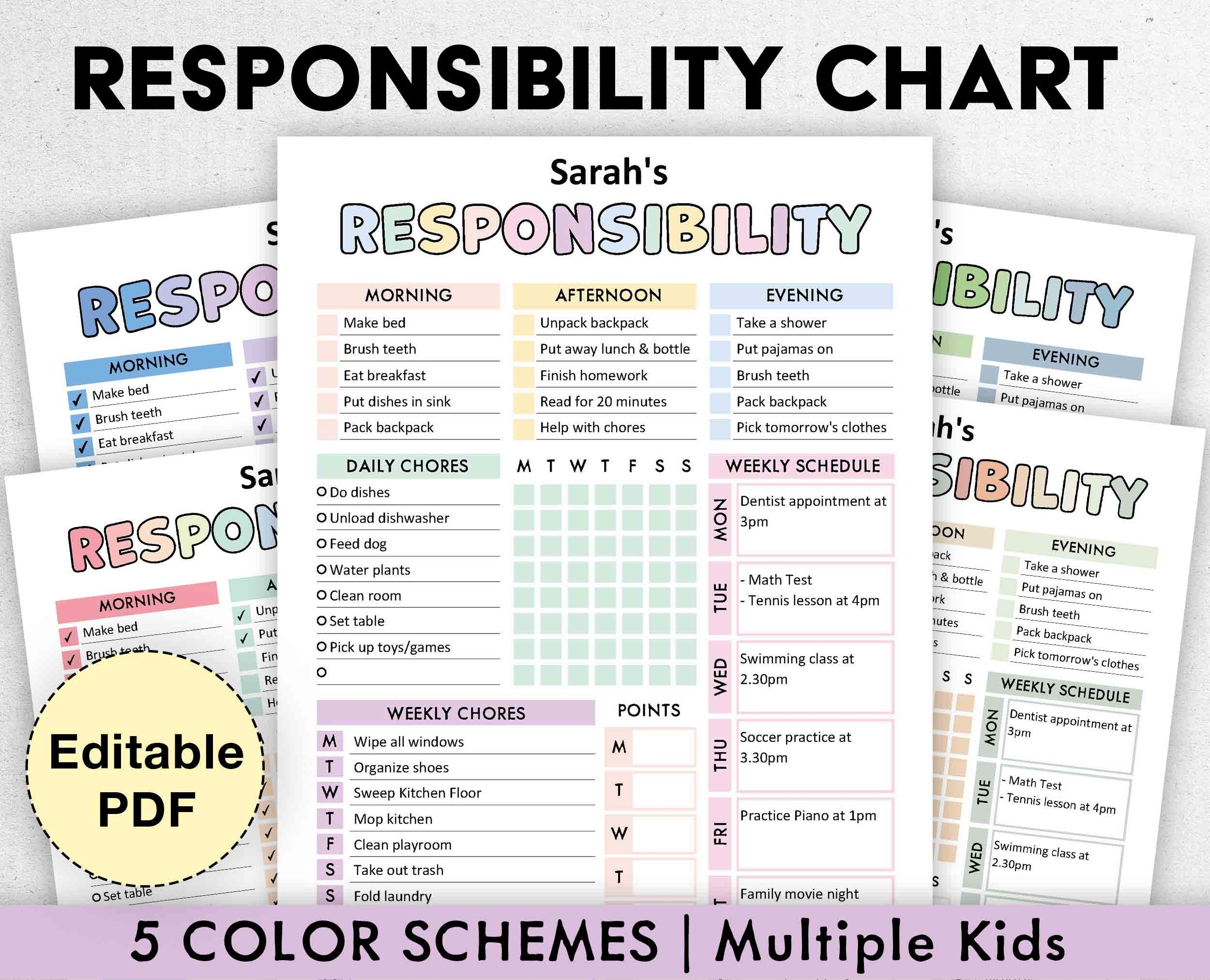 responsibility chart printable