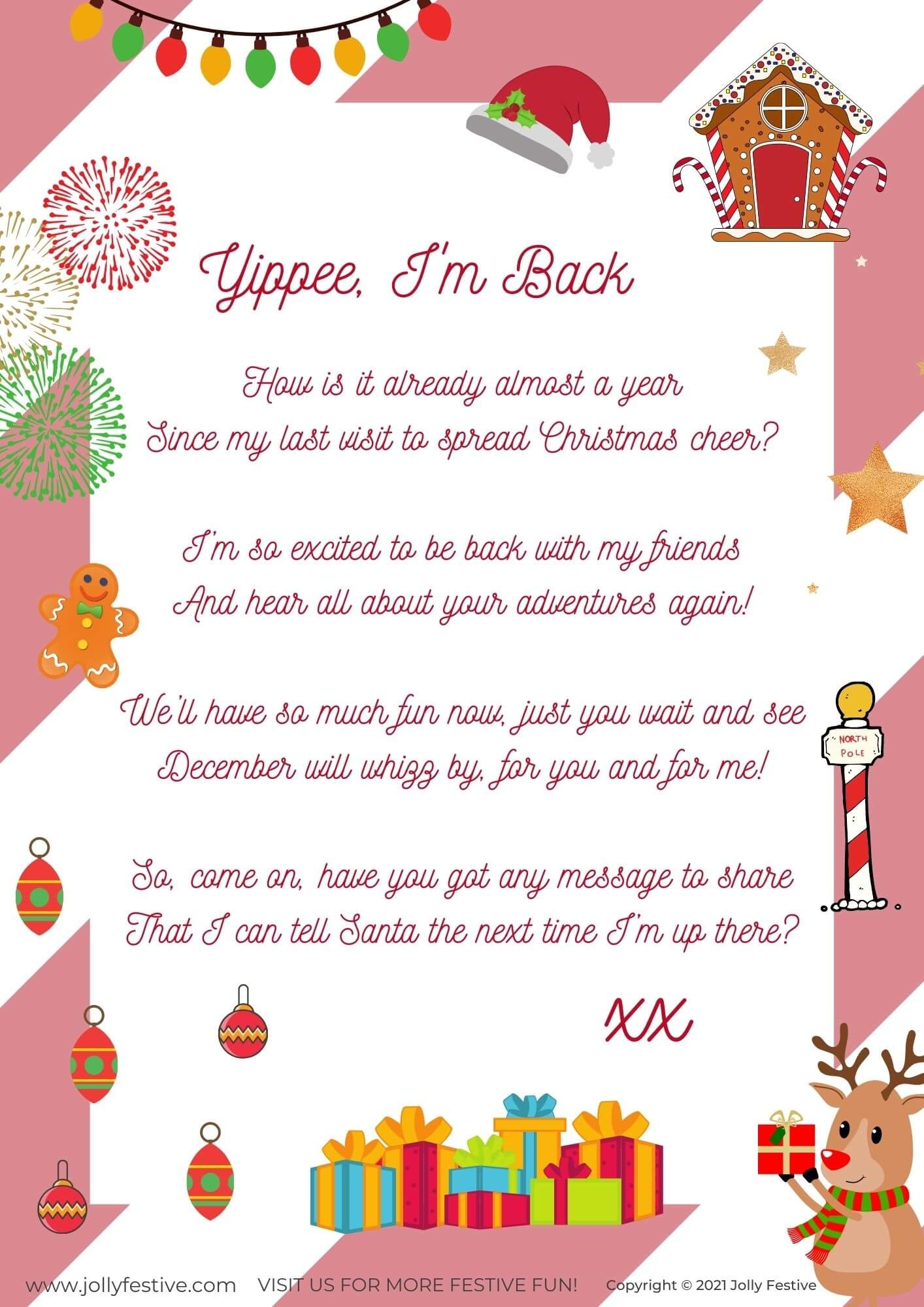 elf arrival letter free printable