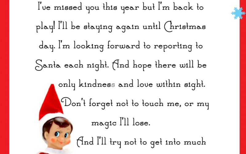 Elf On The Shelf Letter free Printable