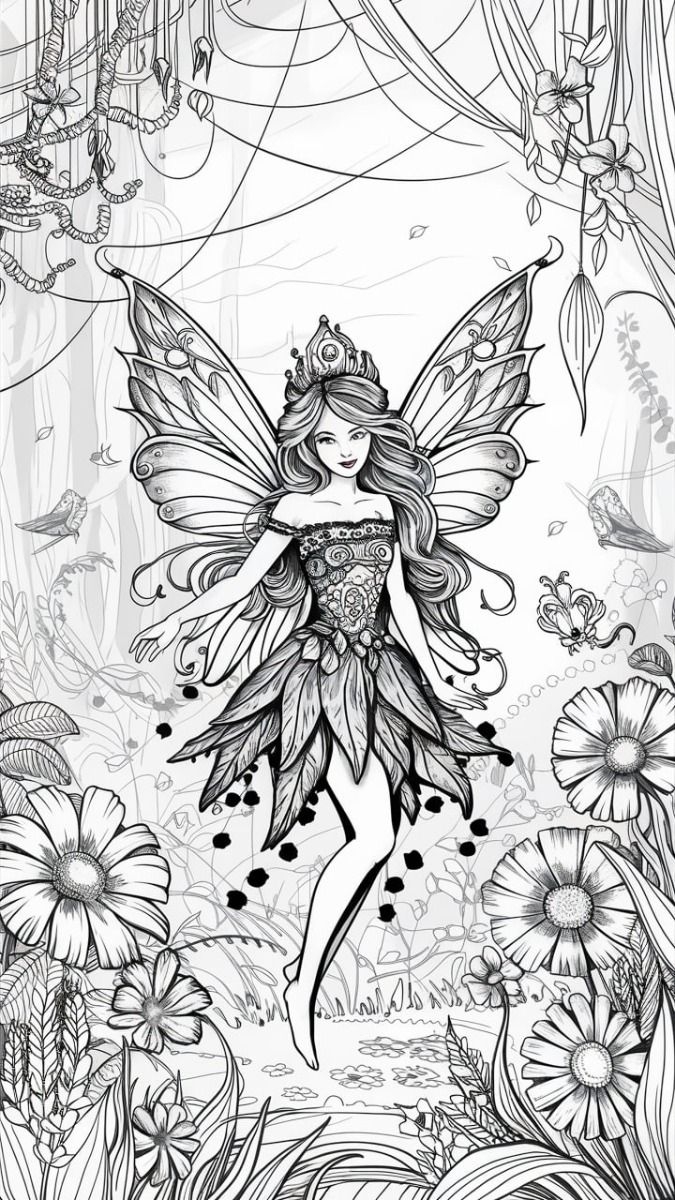Enchanted Fairy Garden Magical Free Printable Coloring Page