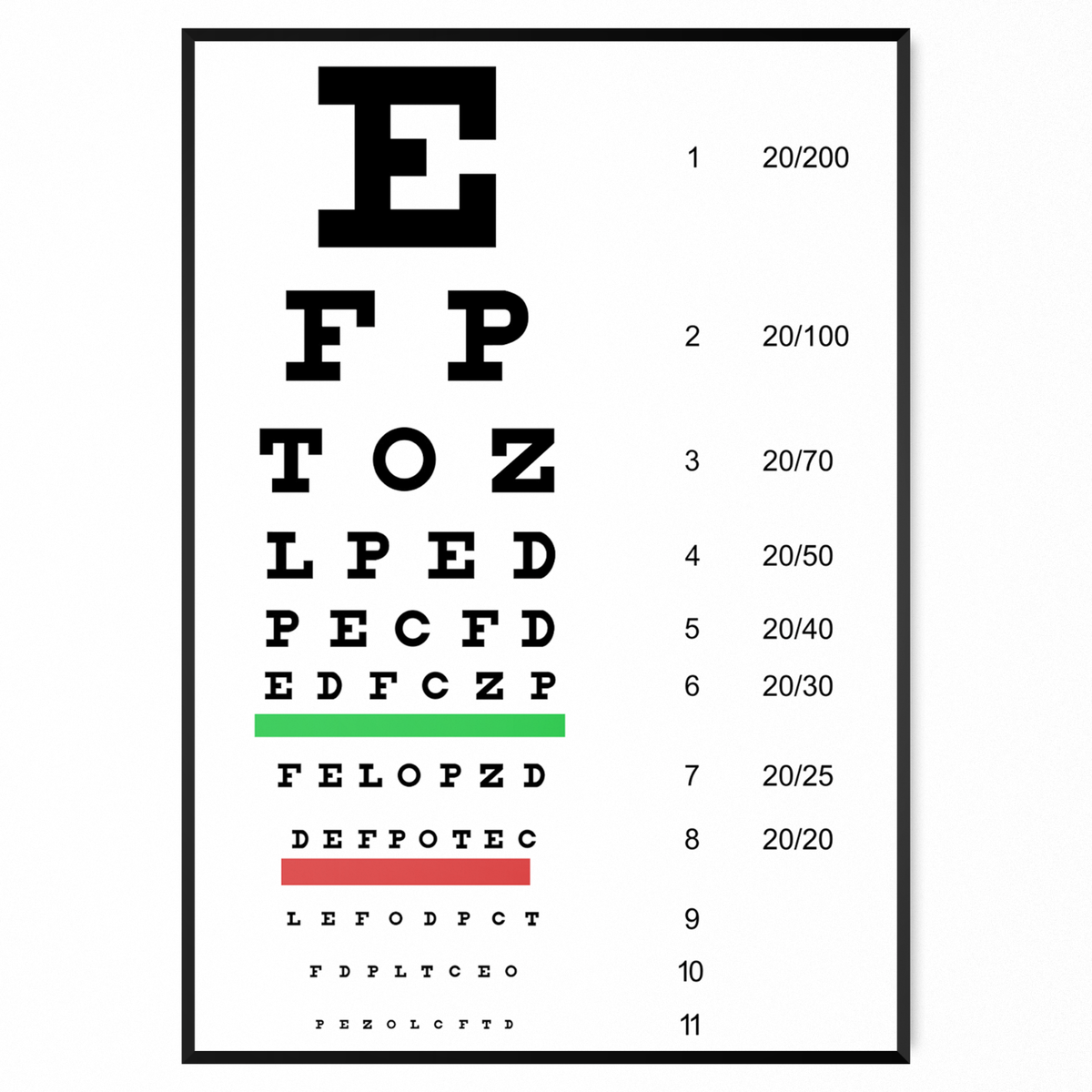 eye exam chart printable