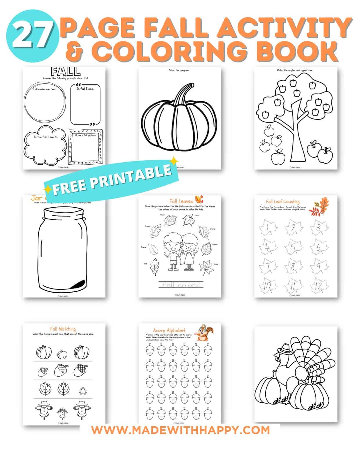 free printable fall activity sheets