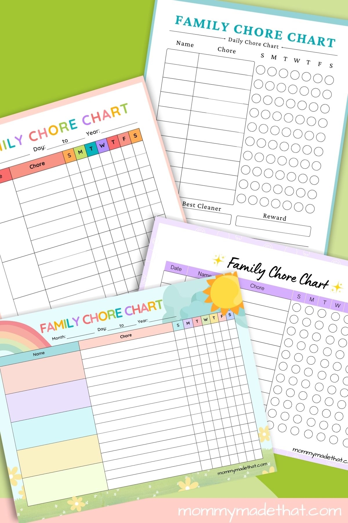free printable family chore chart