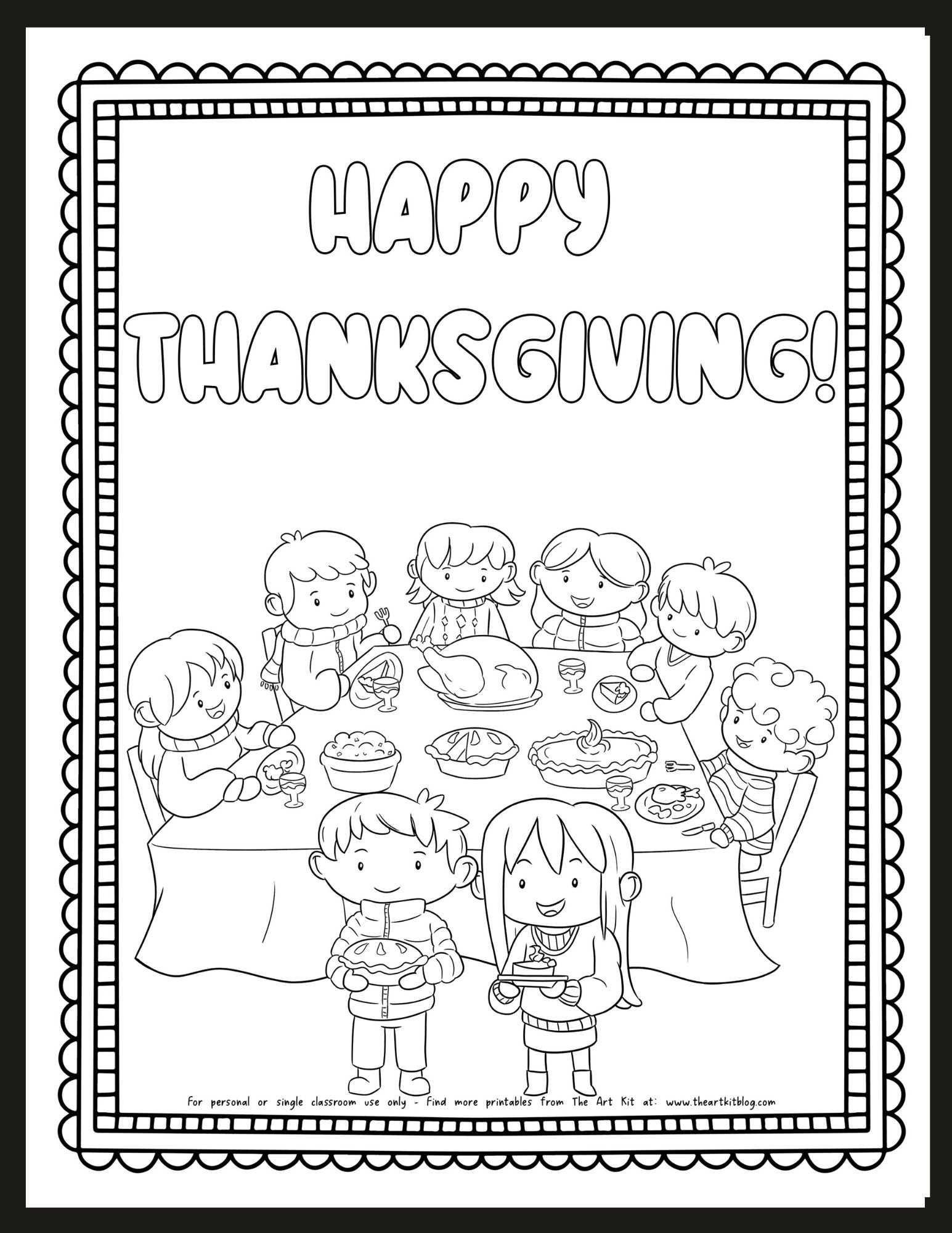 Family Thanksgiving Meal Coloring Page Free Printable The Art Kit Family Thanksgiving Meal Coloring Page Free Printable The Art Kit