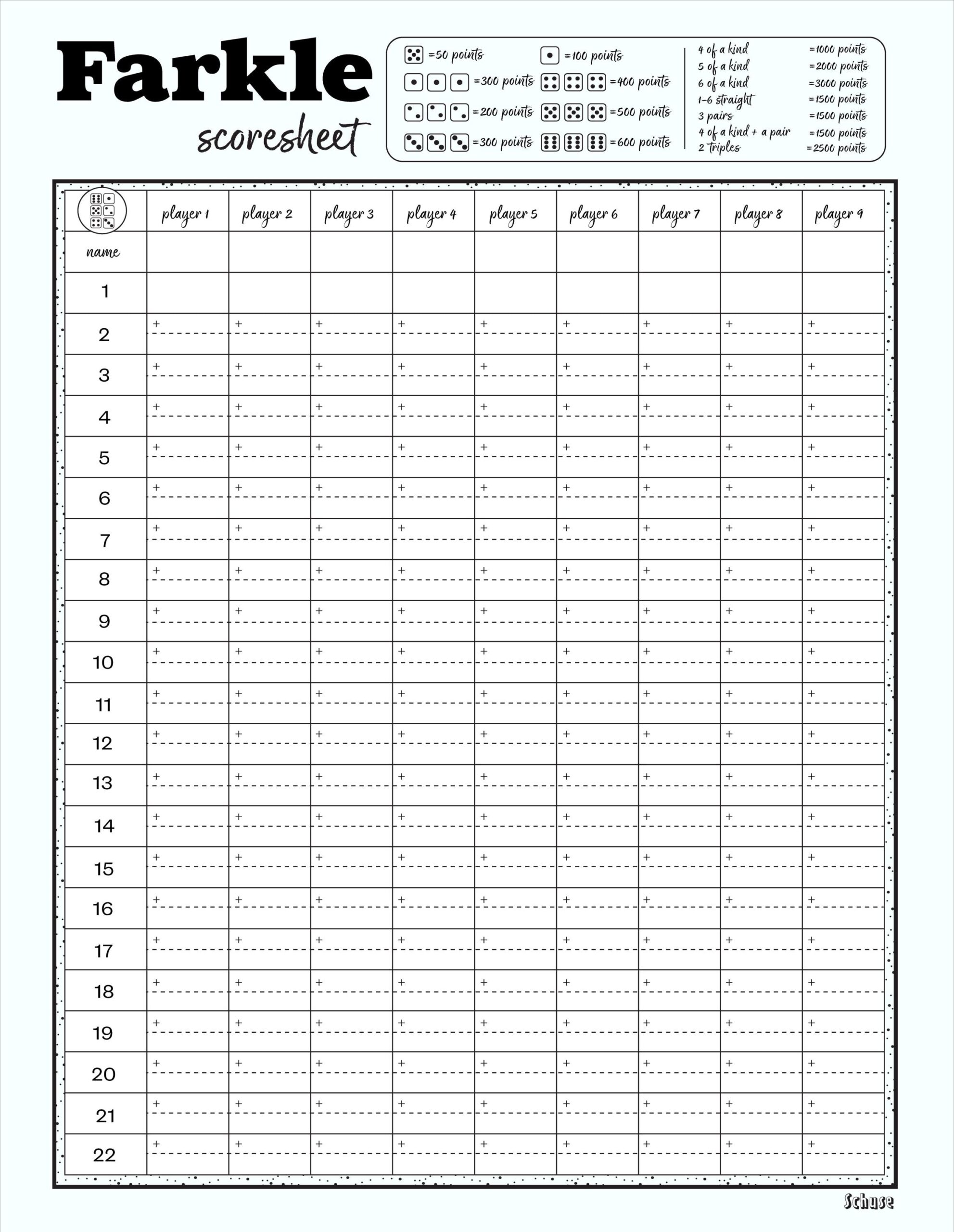 Farkle Scoresheet update Printable Downloadable 8 5x11 A4 Etsy Farkle Scoresheet update Printable Downloadable 8 5x11 A4 Etsy
