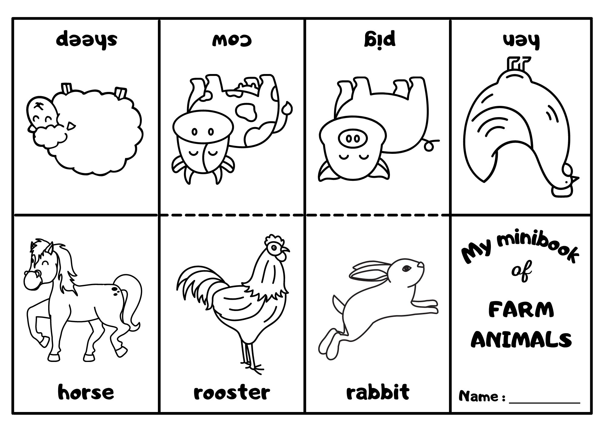 Farm Animals Mini Coloring Book 2 Ezpzlearn Farm Animals Mini Coloring Book 2 Ezpzlearn