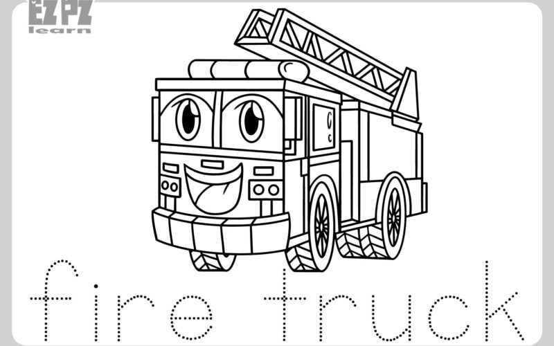 Fire Truck Coloring Page For Kids Free PDF Download Ezpzlearn