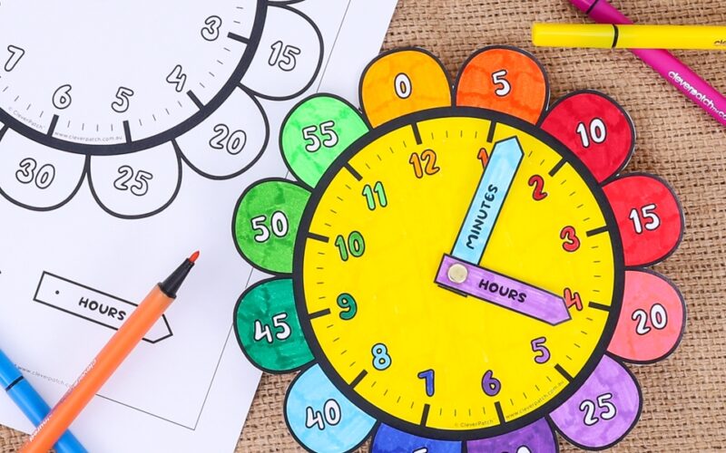 Flower Clock Paper Card CleverPatch CleverPatch Art Craft Supplies