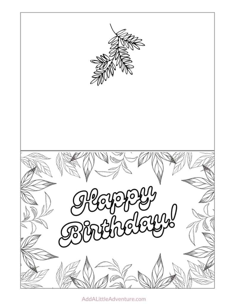 Foldable Printable Birthday Cards To Color Add A Little Adventure