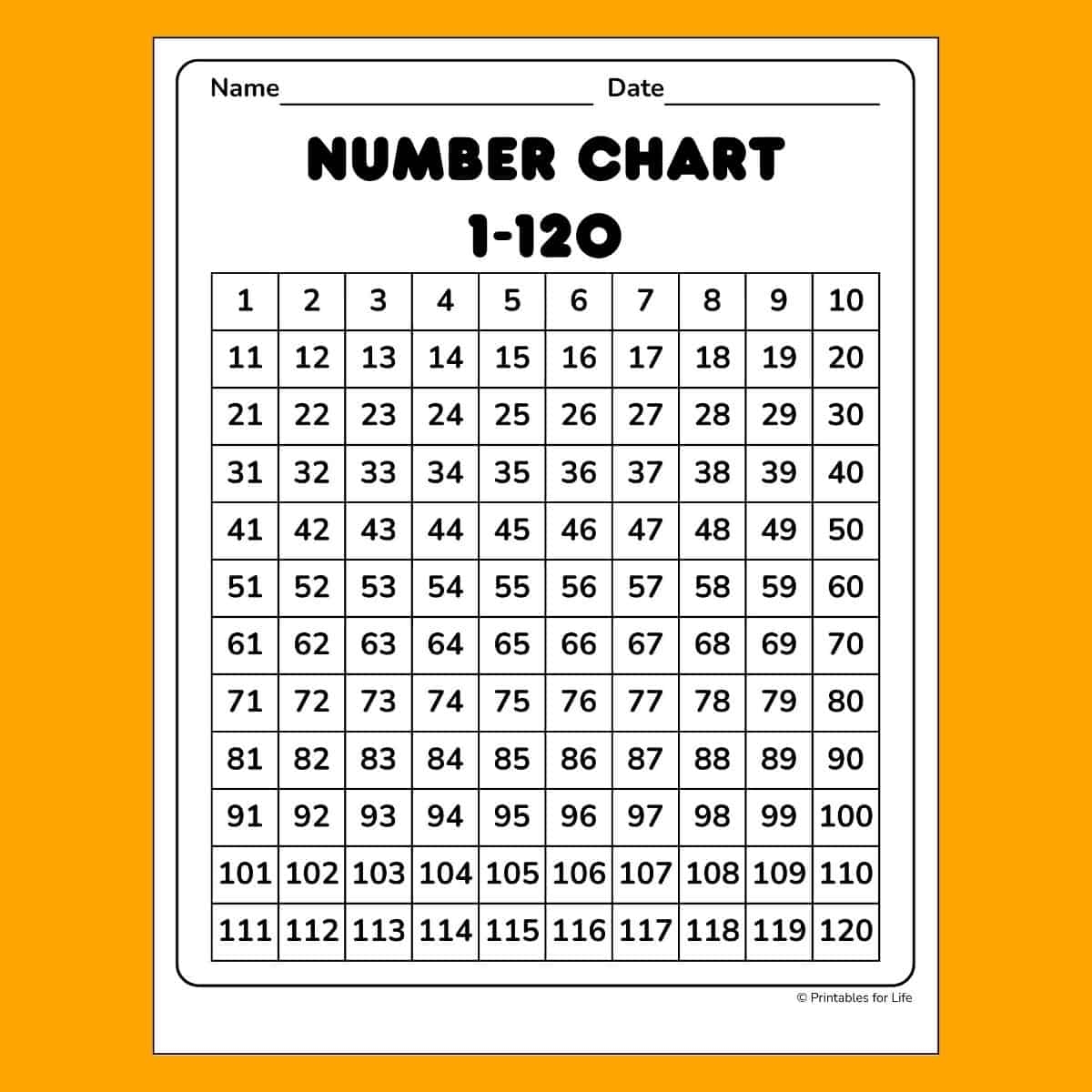 100 chart free printable