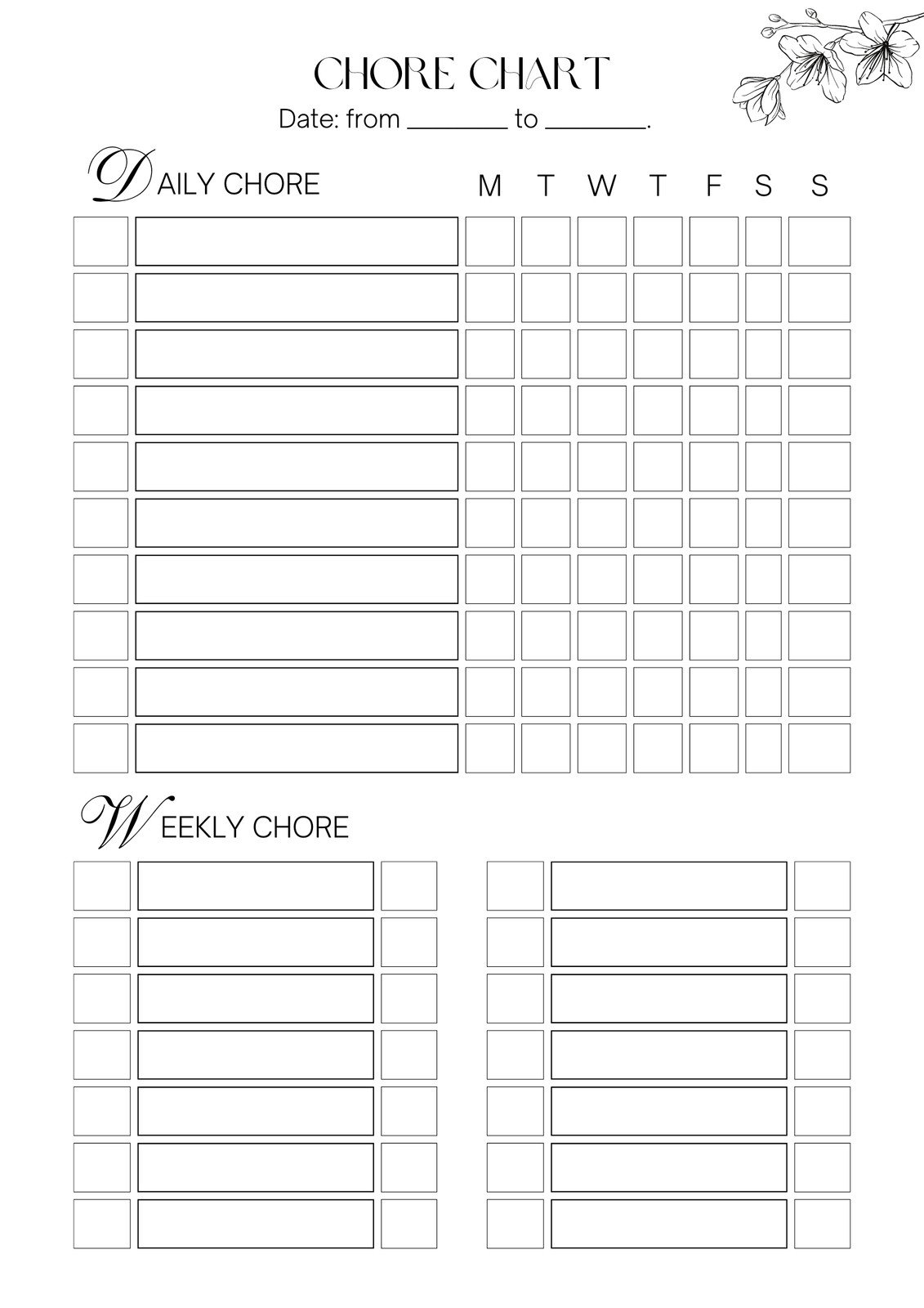 free printable chore charts