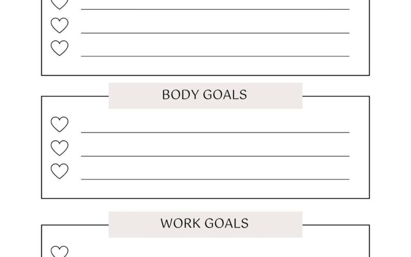 Free And Customizable Goals Templates