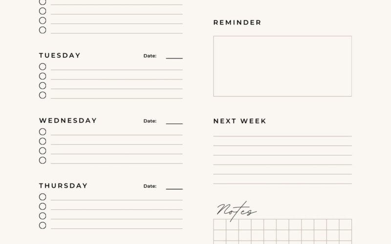 Free And Customizable Weekly Planner Templates Canva