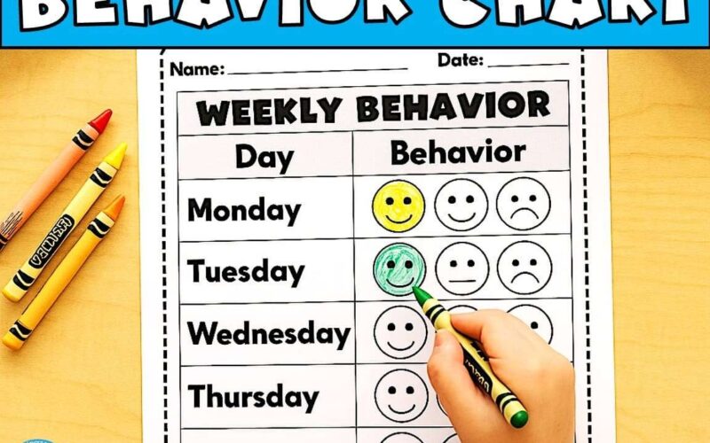 Free Behavior Chart For Individual Log Weekly And Daily Printable Charts Caroline Koehler At Celavora Education