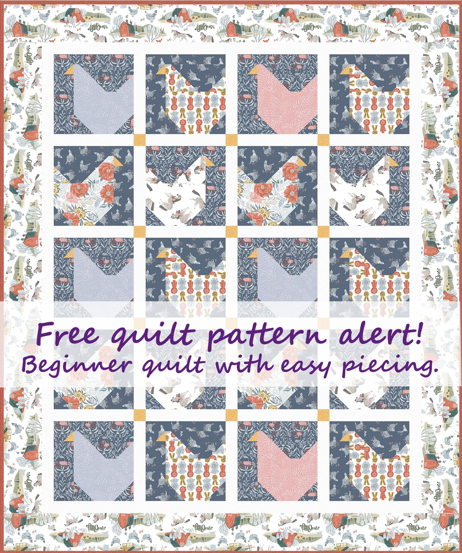 Free Chicken Quilt Pattern For Beginners Pieced Brain Free Chicken Quilt Pattern For Beginners Pieced Brain