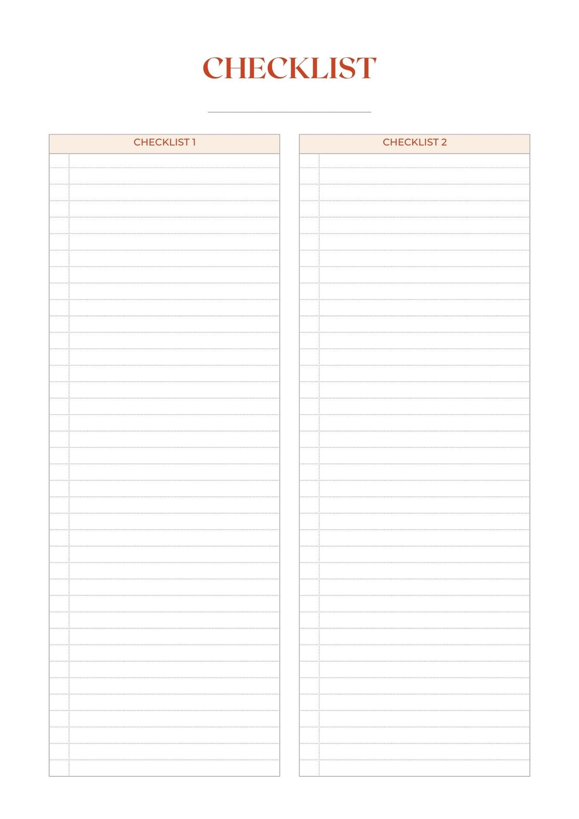 printable checklist template