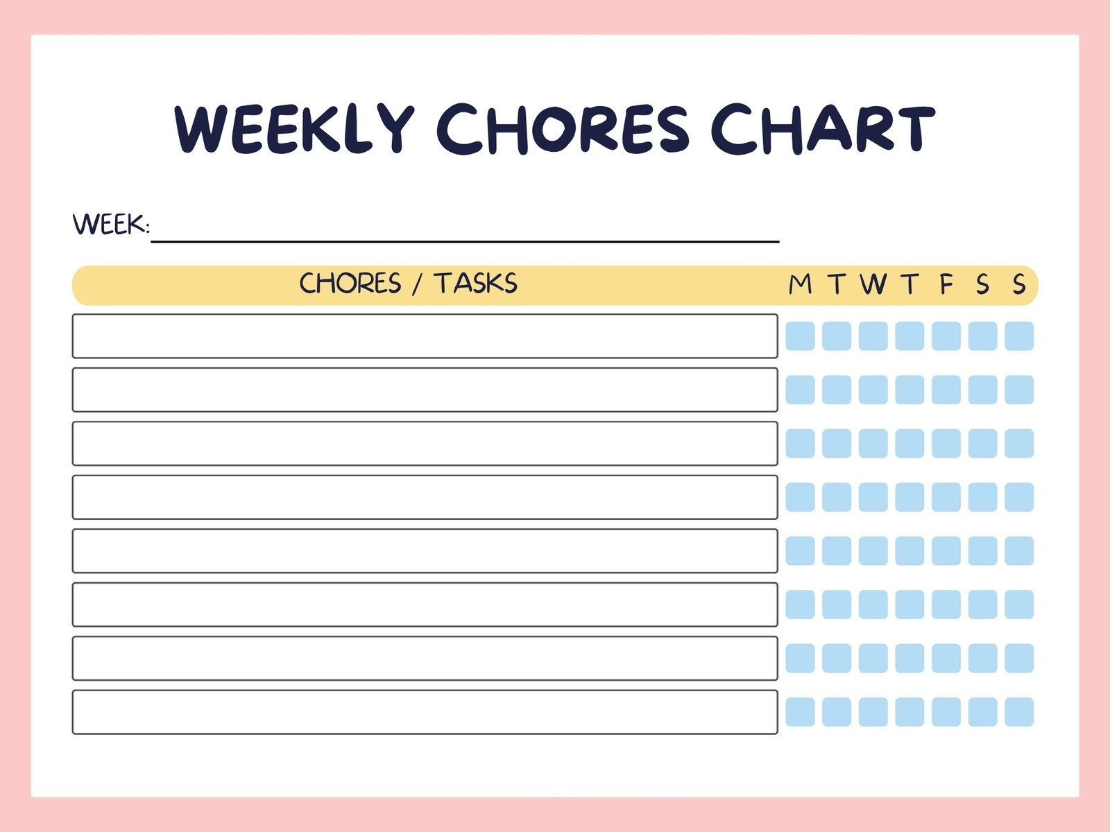 weekly printable chore chart