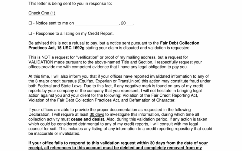 Free Debt Validation Letter Template Samples PDF Word EForms