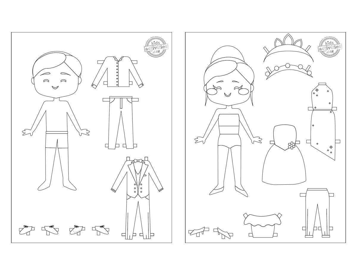 Free Dress Up Paper Dolls Coloring Pages Kids Activities Blog